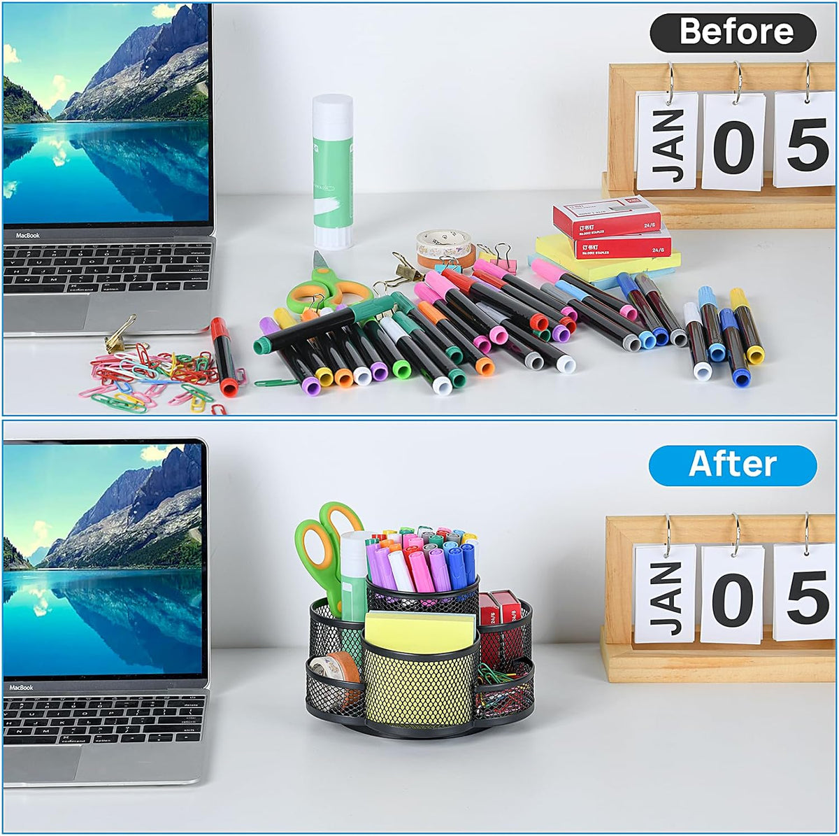 360 Rotating Pencil/Pen Holder for Desk in Black