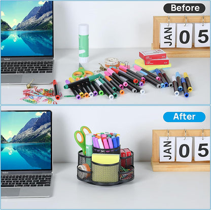 360 Rotating Pencil/Pen Holder for Desk in Black