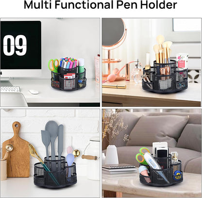 360 Rotating Pencil/Pen Holder for Desk in Black