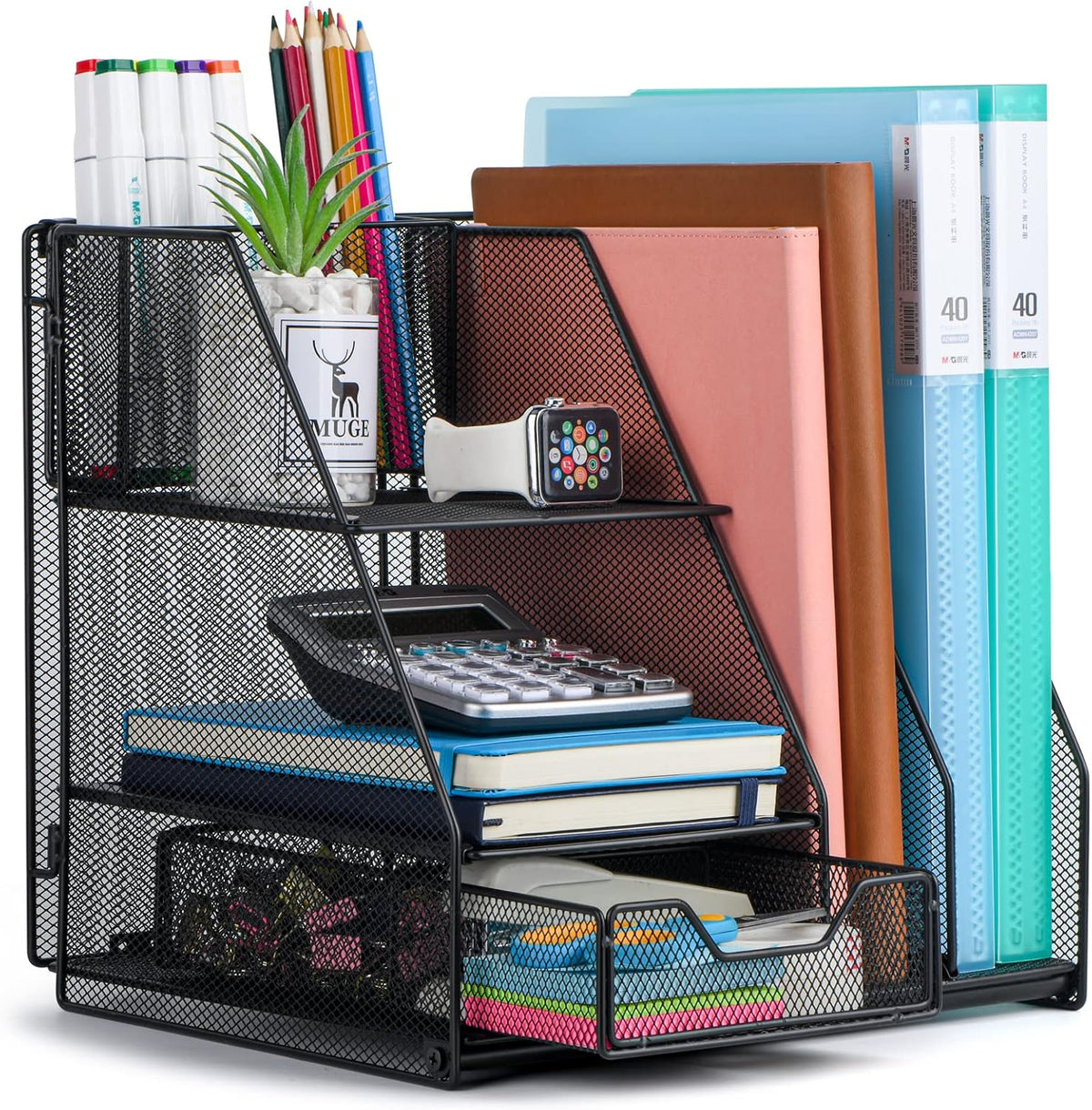 360 Rotating Pencil/Pen Holder for Desk in Black