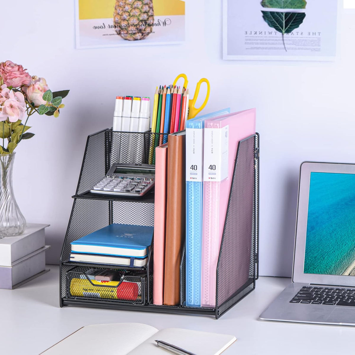 360 Rotating Pencil/Pen Holder for Desk in Black