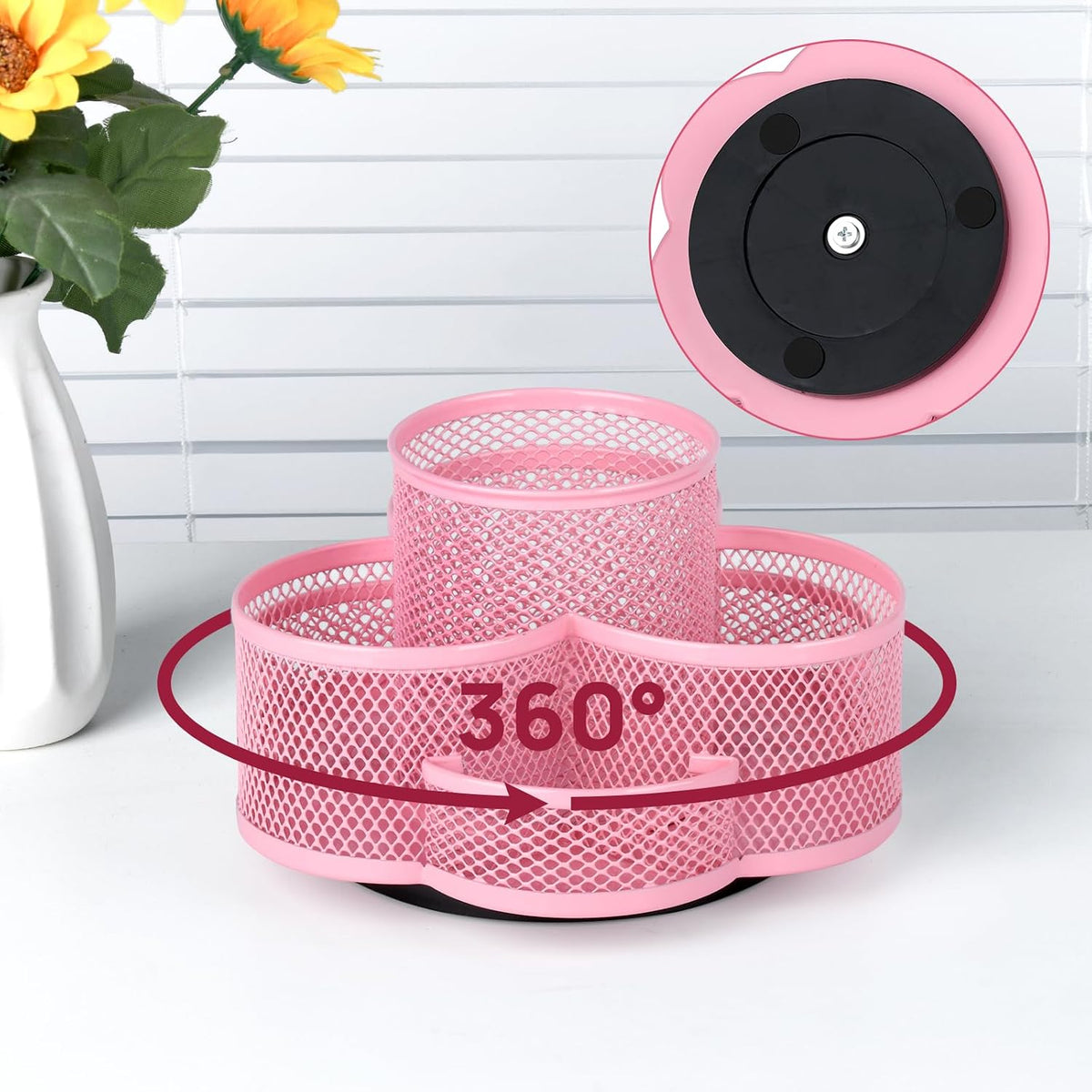 360 Rotating Pencil/Pen Holder for Desk in Black