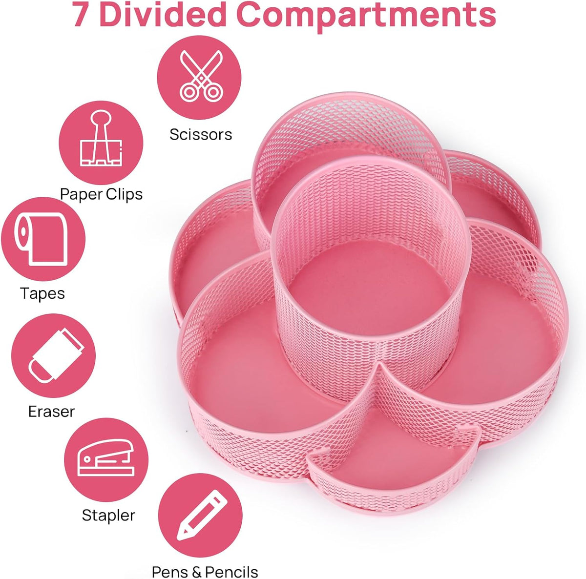 360 Rotating Pencil/Pen Holder for Desk in Black