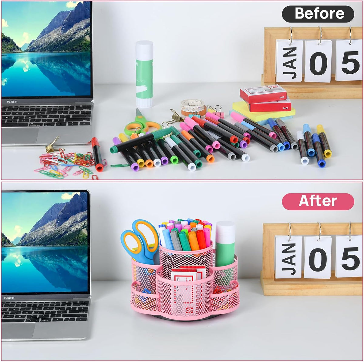 360 Rotating Pencil/Pen Holder for Desk in Black