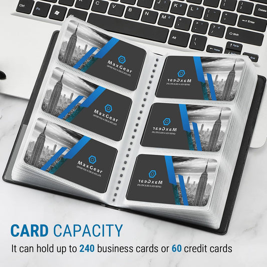 Business Card Organizer Book, Holds 240 Cards, Black