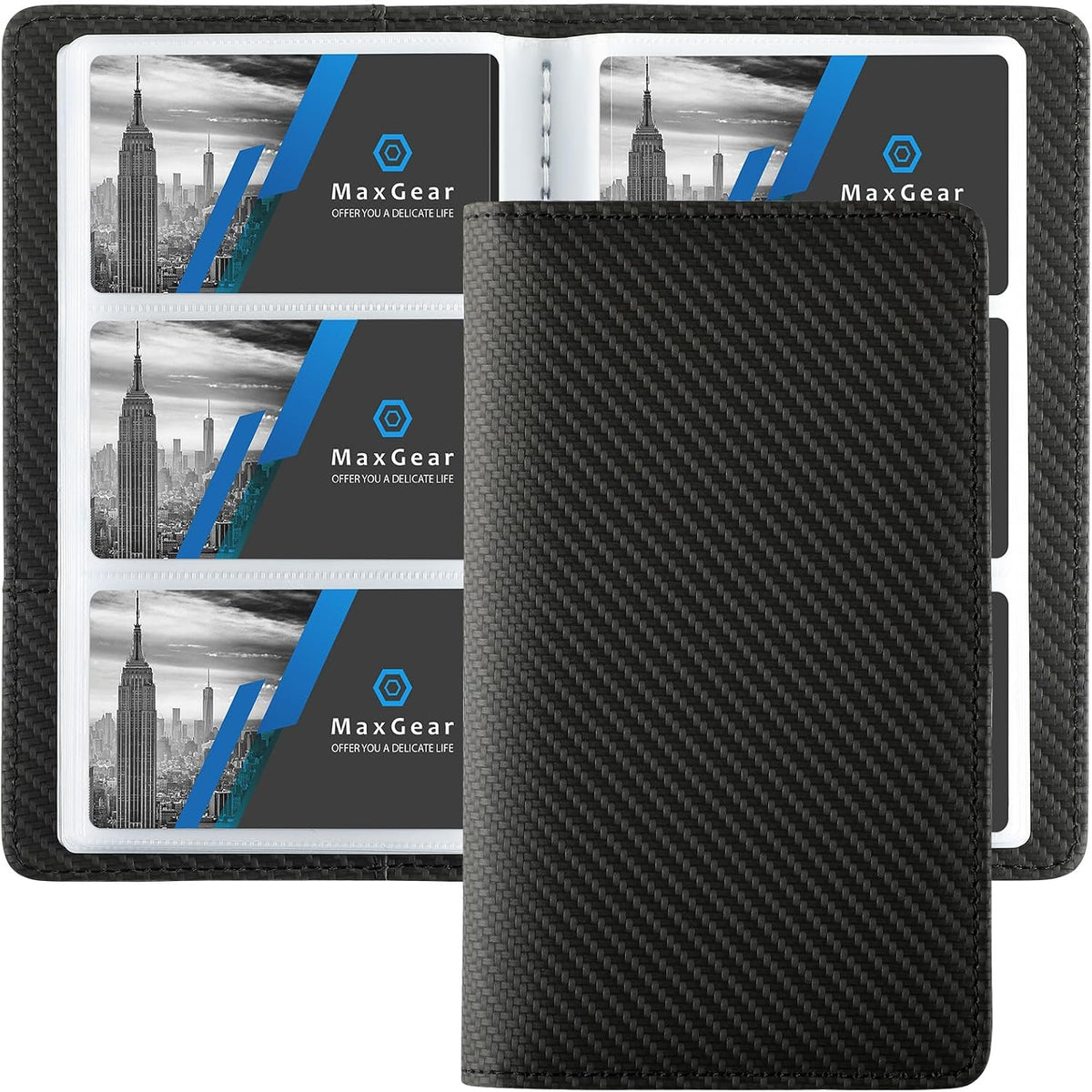 Business Card Organizer Book, Holds 240 Cards, Black