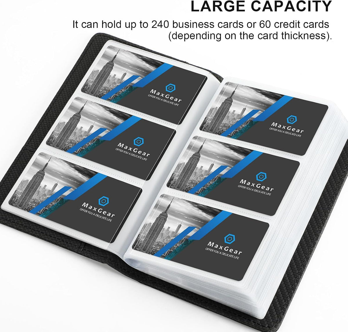 Business Card Organizer Book, Holds 240 Cards, Black