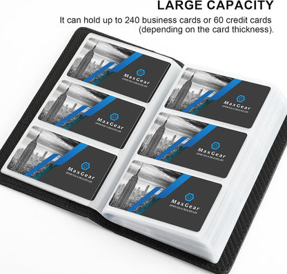 Business Card Organizer Book, Holds 240 Cards, Black