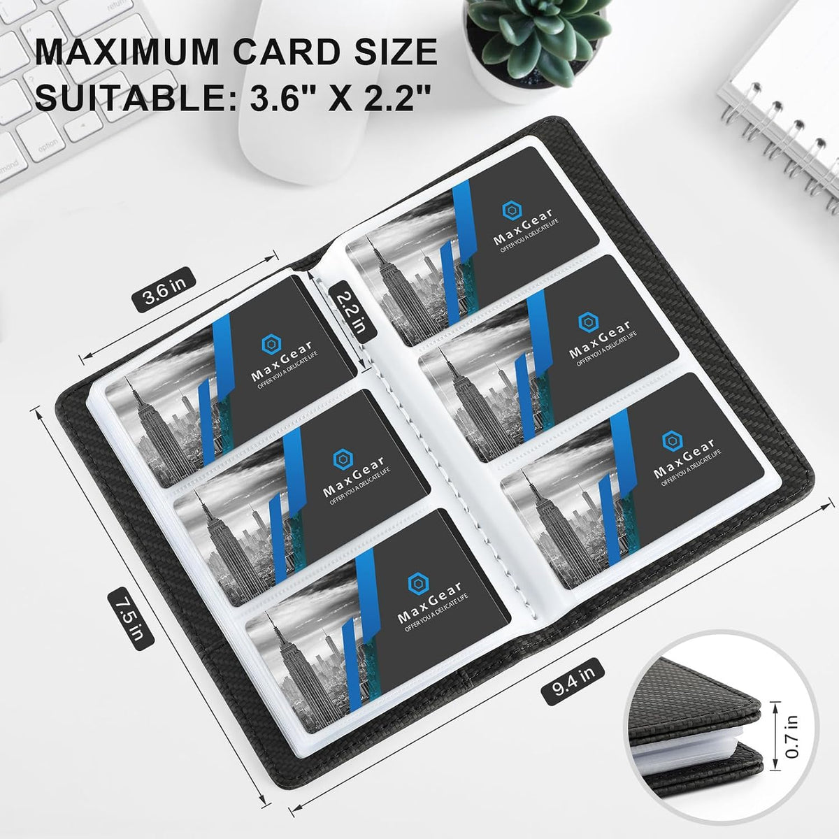 Business Card Organizer Book, Holds 240 Cards, Black