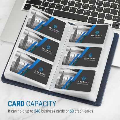 Business Card Organizer Book, Holds 240 Cards, Black