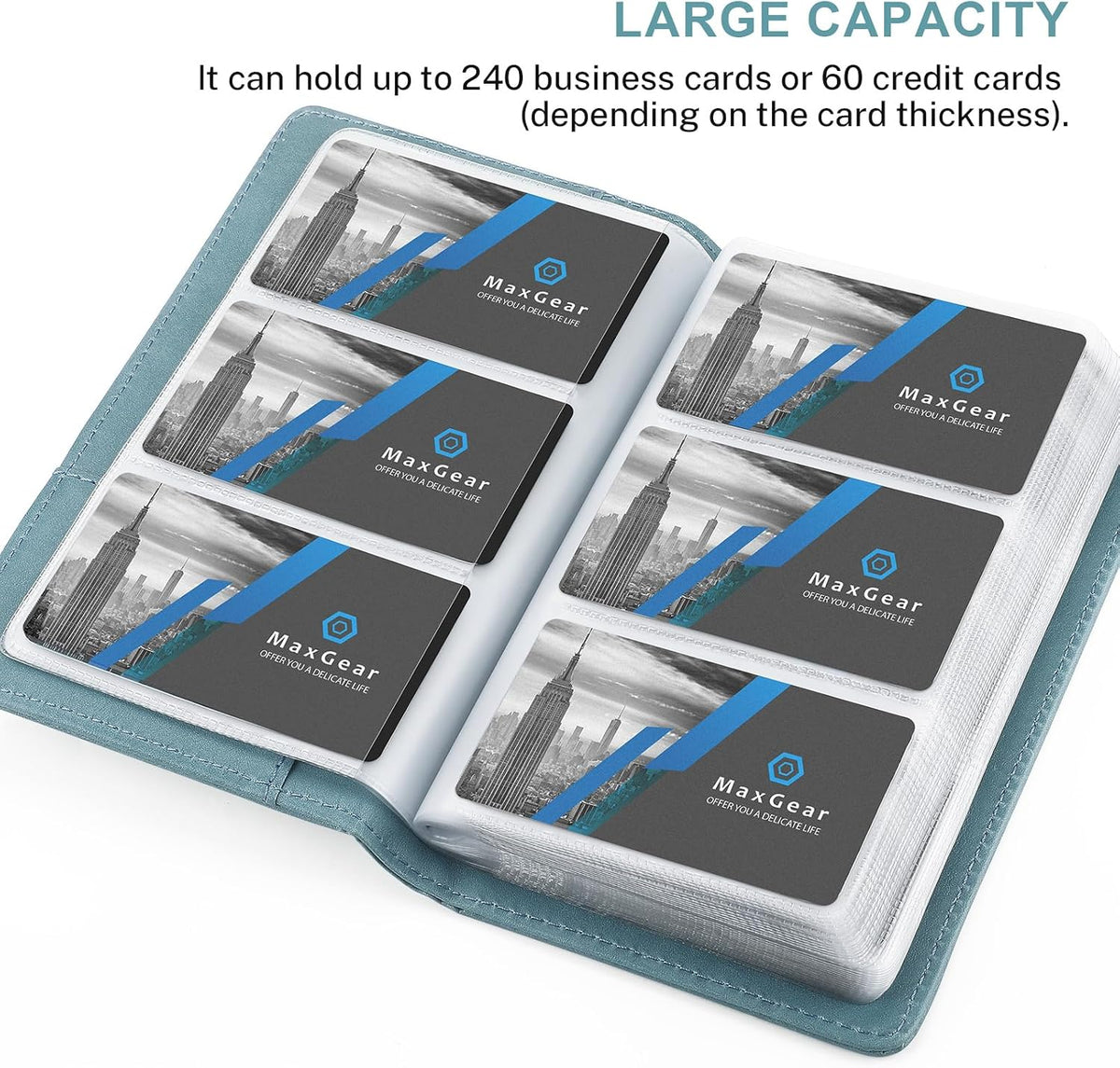 Business Card Organizer Book, Holds 240 Cards, Black