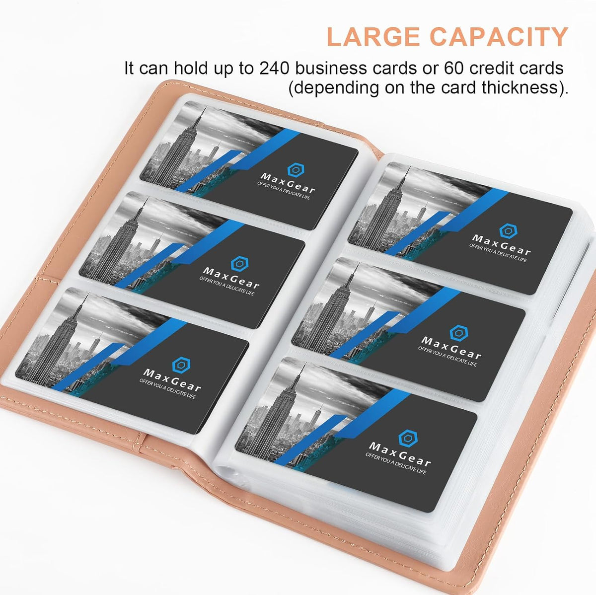 Business Card Organizer Book, Holds 240 Cards, Black