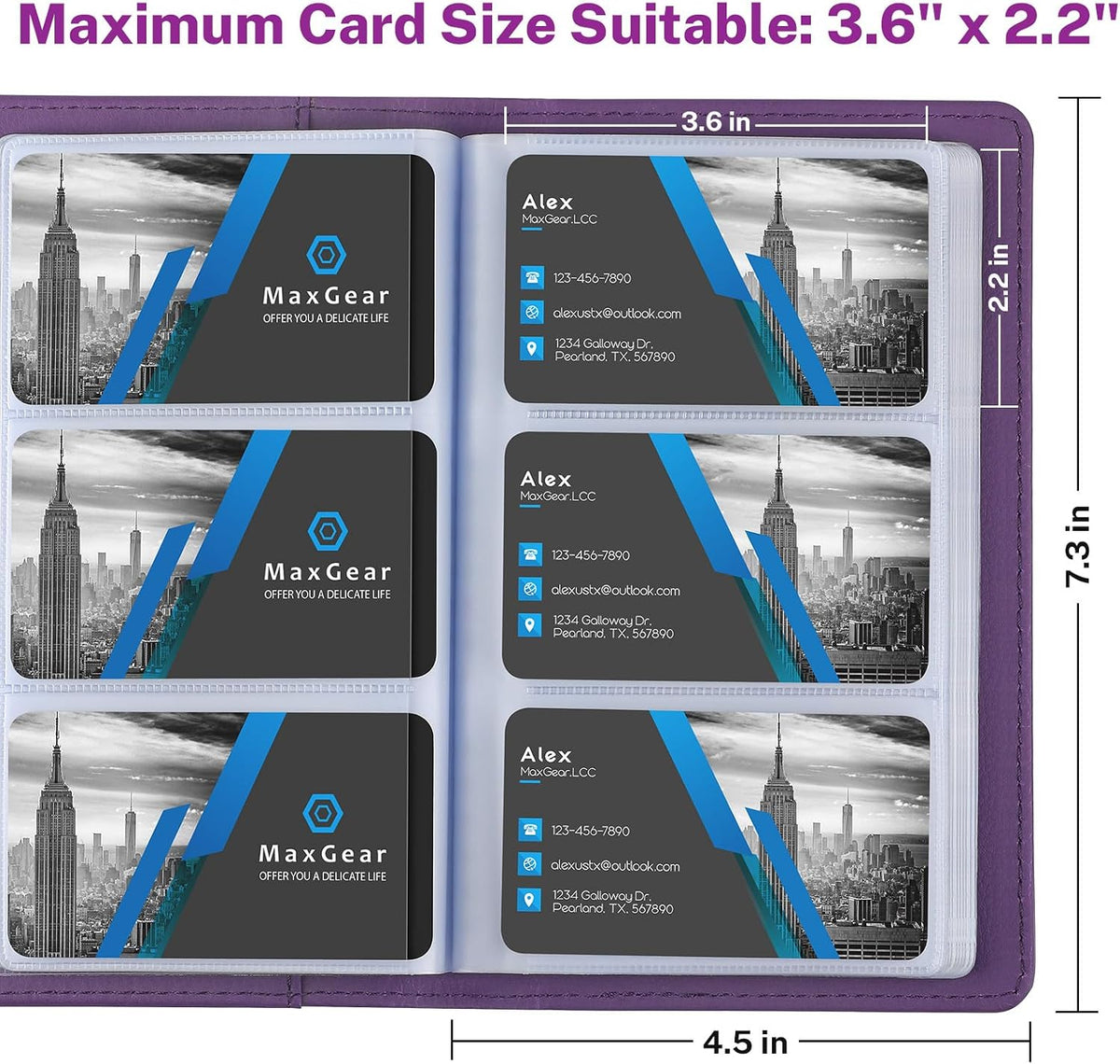 Business Card Organizer Book, Holds 240 Cards, Black