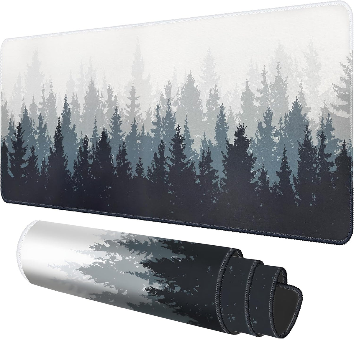 Mouse Pad For Gaming,Forest Background Pattern XXL XL Large Mouse Mat Long Extended MousePad Desk Mat Non-Slip Rubber Mice Pads Stitched Edges Thin (31.5 x 11.8 x 0.12 Inches) Tree