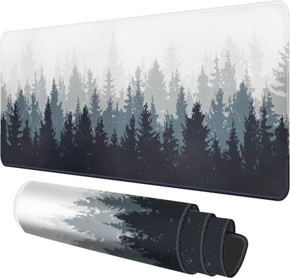 Mouse Pad For Gaming,Forest Background Pattern XXL XL Large Mouse Mat Long Extended MousePad Desk Mat Non-Slip Rubber Mice Pads Stitched Edges Thin (31.5 x 11.8 x 0.12 Inches) Tree