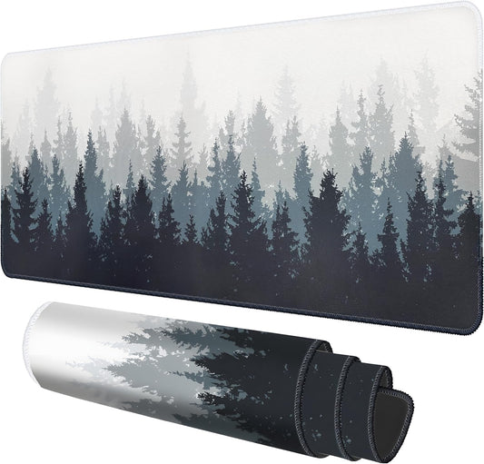 Mouse Pad For Gaming,Forest Background Pattern XXL XL Large Mouse Mat Long Extended MousePad Desk Mat Non-Slip Rubber Mice Pads Stitched Edges Thin (31.5 x 11.8 x 0.12 Inches) Tree