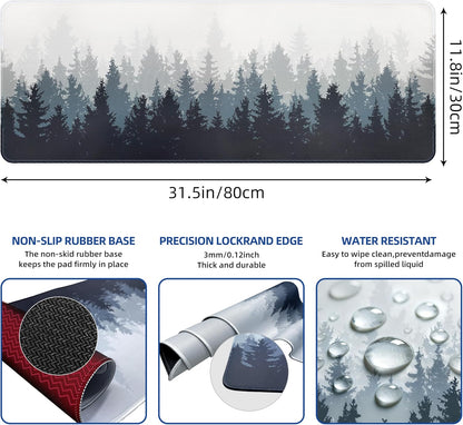 Mouse Pad For Gaming,Forest Background Pattern XXL XL Large Mouse Mat Long Extended MousePad Desk Mat Non-Slip Rubber Mice Pads Stitched Edges Thin (31.5 x 11.8 x 0.12 Inches) Tree