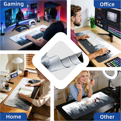 Mouse Pad For Gaming,Forest Background Pattern XXL XL Large Mouse Mat Long Extended MousePad Desk Mat Non-Slip Rubber Mice Pads Stitched Edges Thin (31.5 x 11.8 x 0.12 Inches) Tree