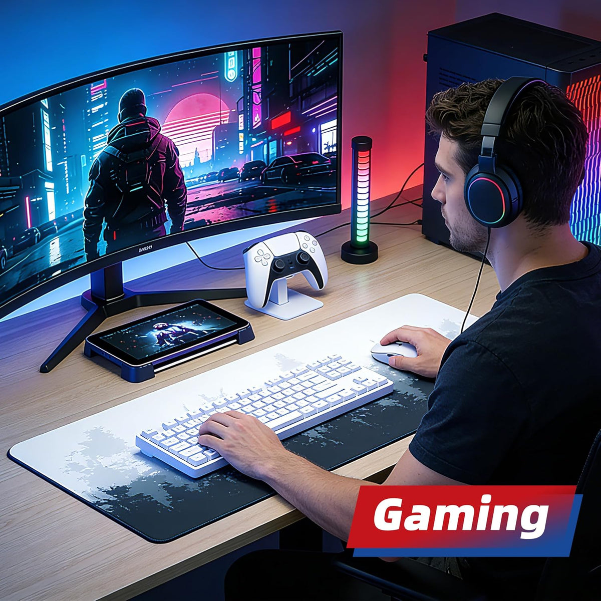 Mouse Pad For Gaming,Forest Background Pattern XXL XL Large Mouse Mat Long Extended MousePad Desk Mat Non-Slip Rubber Mice Pads Stitched Edges Thin (31.5 x 11.8 x 0.12 Inches) Tree