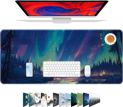 Mouse Pad For Gaming,Forest Background Pattern XXL XL Large Mouse Mat Long Extended MousePad Desk Mat Non-Slip Rubber Mice Pads Stitched Edges Thin (31.5 x 11.8 x 0.12 Inches) Tree