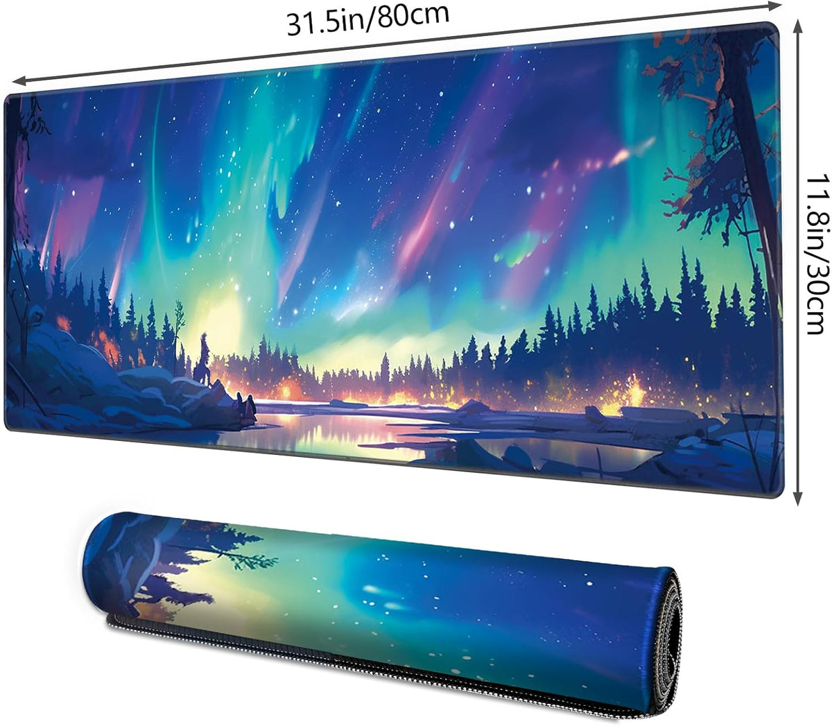 Mouse Pad For Gaming,Forest Background Pattern XXL XL Large Mouse Mat Long Extended MousePad Desk Mat Non-Slip Rubber Mice Pads Stitched Edges Thin (31.5 x 11.8 x 0.12 Inches) Tree