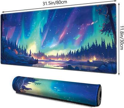 Mouse Pad For Gaming,Forest Background Pattern XXL XL Large Mouse Mat Long Extended MousePad Desk Mat Non-Slip Rubber Mice Pads Stitched Edges Thin (31.5 x 11.8 x 0.12 Inches) Tree