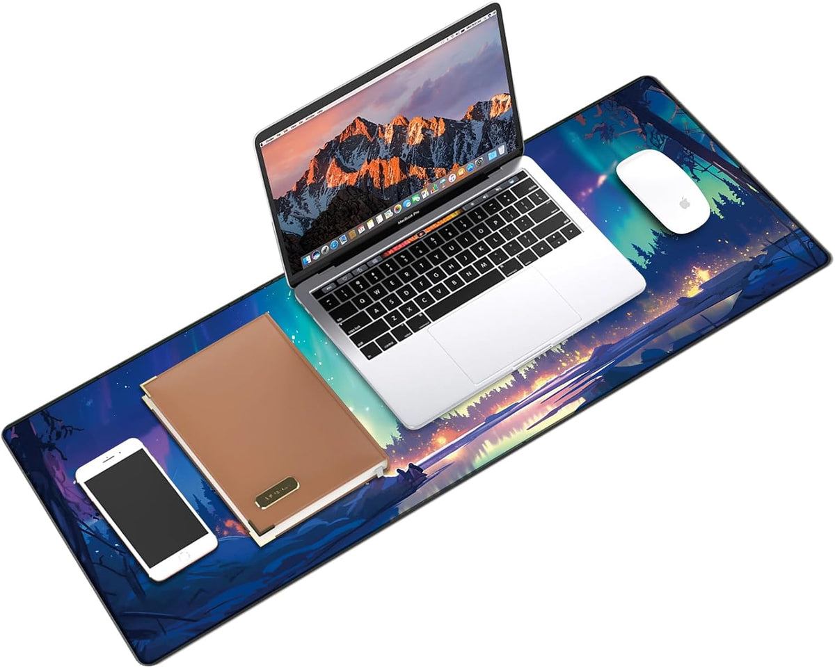Mouse Pad For Gaming,Forest Background Pattern XXL XL Large Mouse Mat Long Extended MousePad Desk Mat Non-Slip Rubber Mice Pads Stitched Edges Thin (31.5 x 11.8 x 0.12 Inches) Tree
