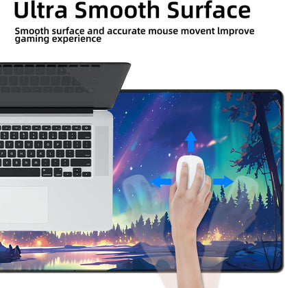 Mouse Pad For Gaming,Forest Background Pattern XXL XL Large Mouse Mat Long Extended MousePad Desk Mat Non-Slip Rubber Mice Pads Stitched Edges Thin (31.5 x 11.8 x 0.12 Inches) Tree