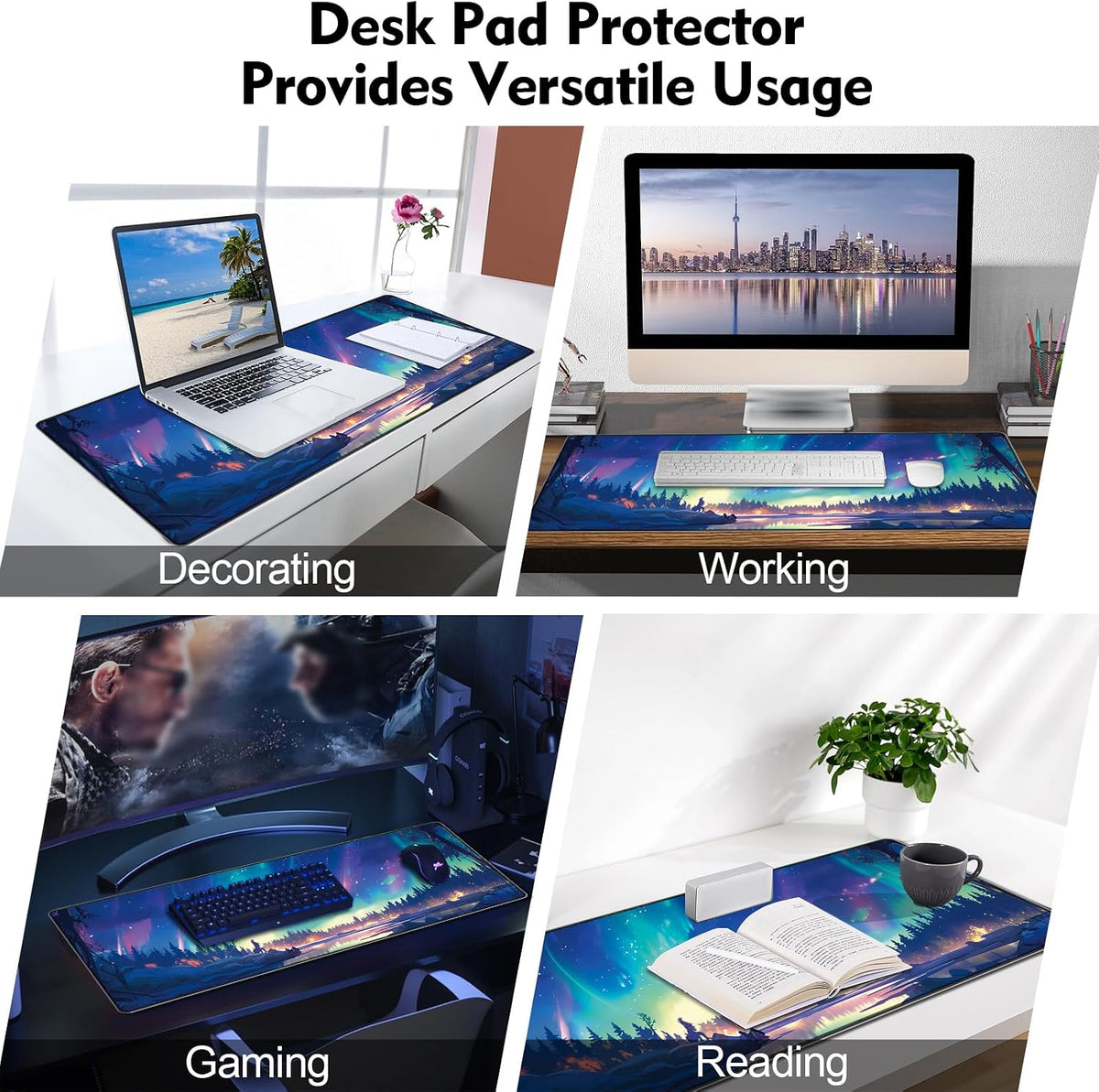 Mouse Pad For Gaming,Forest Background Pattern XXL XL Large Mouse Mat Long Extended MousePad Desk Mat Non-Slip Rubber Mice Pads Stitched Edges Thin (31.5 x 11.8 x 0.12 Inches) Tree