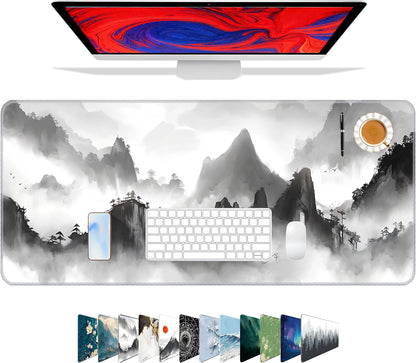 Mouse Pad For Gaming,Forest Background Pattern XXL XL Large Mouse Mat Long Extended MousePad Desk Mat Non-Slip Rubber Mice Pads Stitched Edges Thin (31.5 x 11.8 x 0.12 Inches) Tree