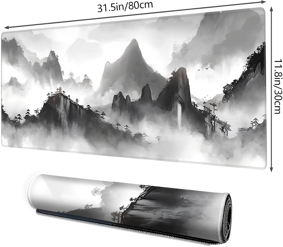 Mouse Pad For Gaming,Forest Background Pattern XXL XL Large Mouse Mat Long Extended MousePad Desk Mat Non-Slip Rubber Mice Pads Stitched Edges Thin (31.5 x 11.8 x 0.12 Inches) Tree