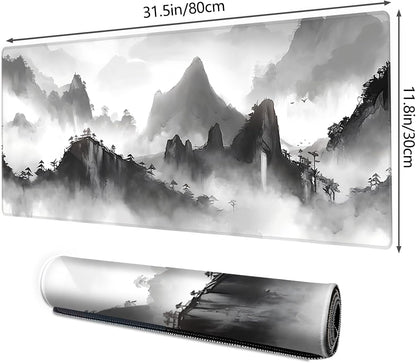 Mouse Pad For Gaming,Forest Background Pattern XXL XL Large Mouse Mat Long Extended MousePad Desk Mat Non-Slip Rubber Mice Pads Stitched Edges Thin (31.5 x 11.8 x 0.12 Inches) Tree