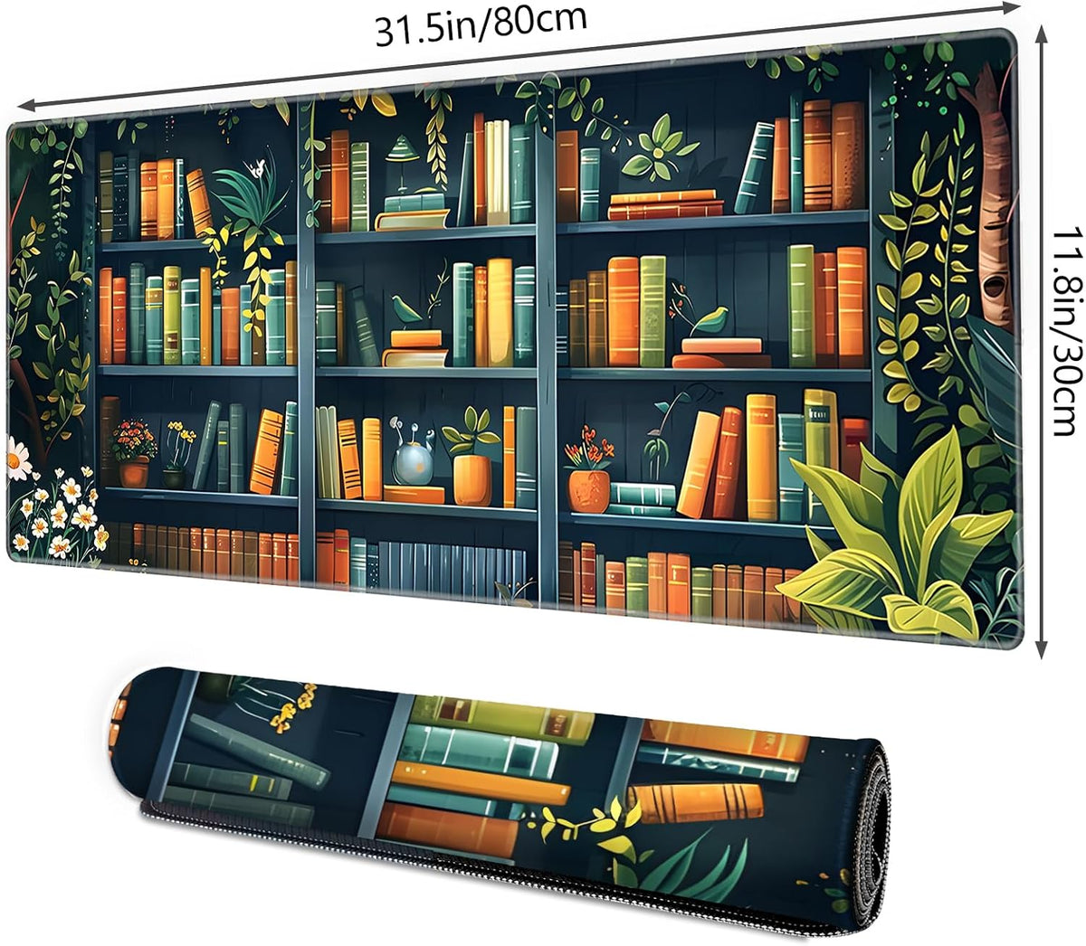 Mouse Pad For Gaming,Forest Background Pattern XXL XL Large Mouse Mat Long Extended MousePad Desk Mat Non-Slip Rubber Mice Pads Stitched Edges Thin (31.5 x 11.8 x 0.12 Inches) Tree