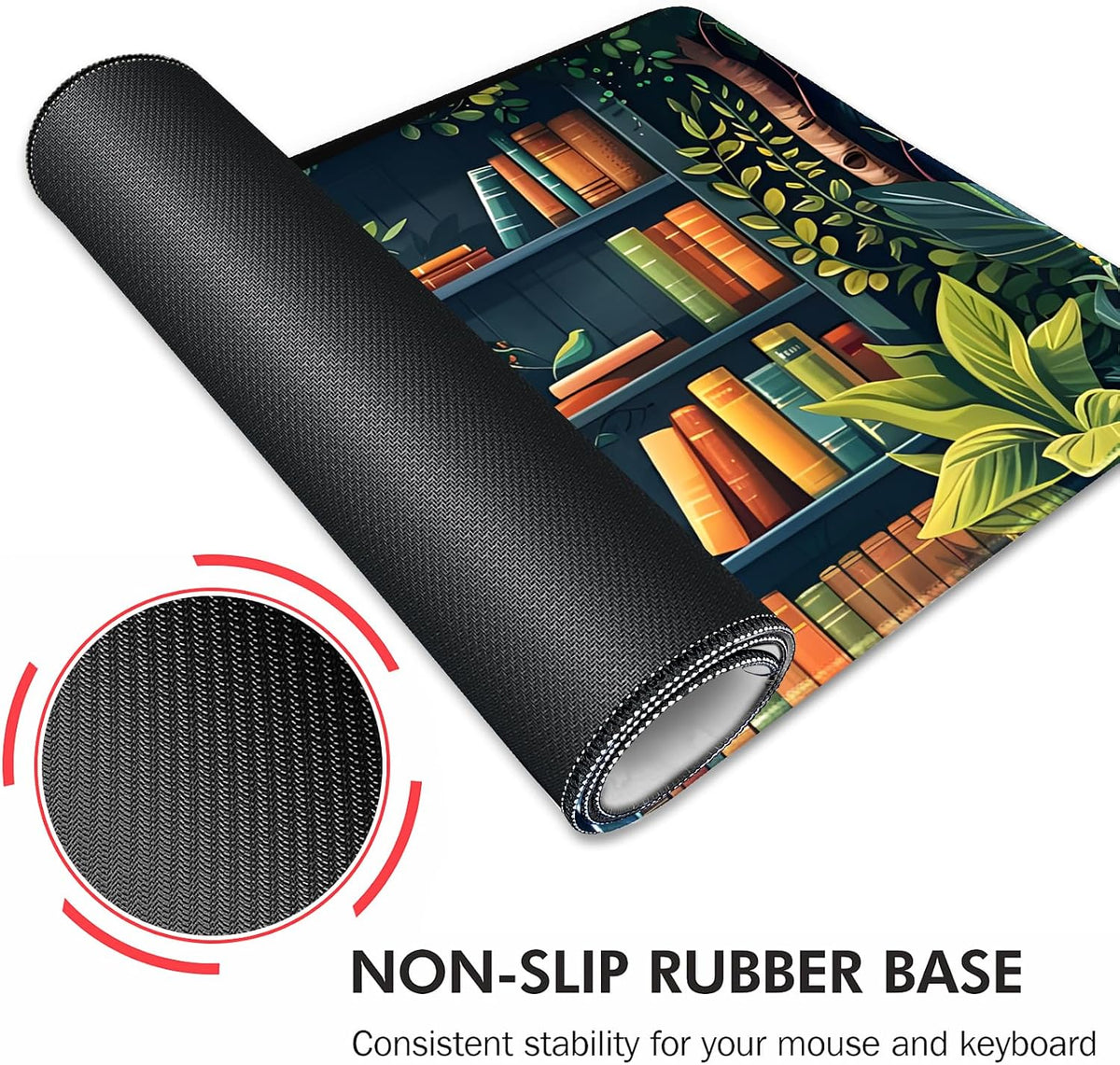 Mouse Pad For Gaming,Forest Background Pattern XXL XL Large Mouse Mat Long Extended MousePad Desk Mat Non-Slip Rubber Mice Pads Stitched Edges Thin (31.5 x 11.8 x 0.12 Inches) Tree