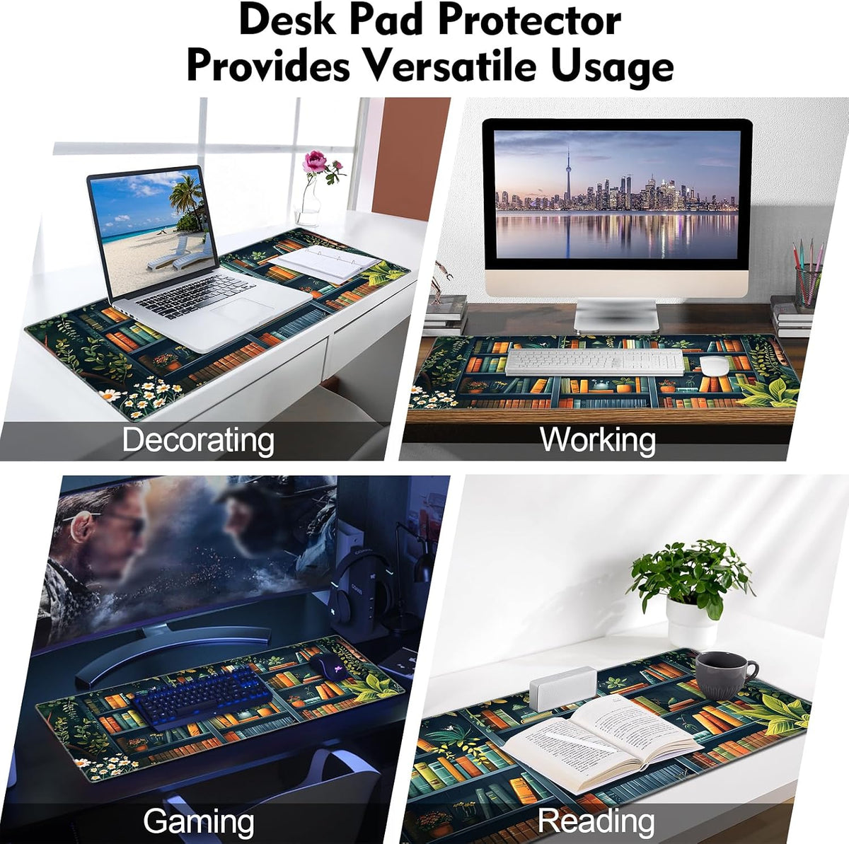 Mouse Pad For Gaming,Forest Background Pattern XXL XL Large Mouse Mat Long Extended MousePad Desk Mat Non-Slip Rubber Mice Pads Stitched Edges Thin (31.5 x 11.8 x 0.12 Inches) Tree