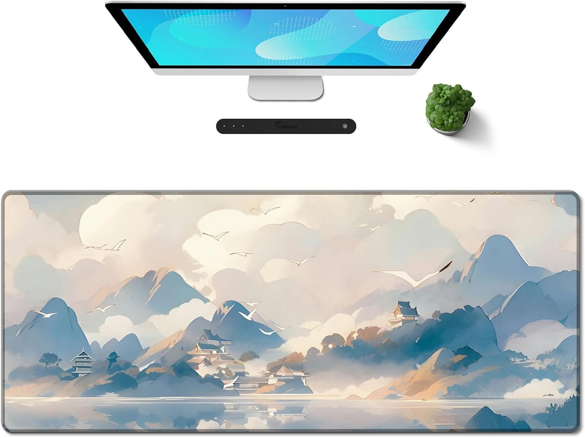 Mouse Pad For Gaming,Forest Background Pattern XXL XL Large Mouse Mat Long Extended MousePad Desk Mat Non-Slip Rubber Mice Pads Stitched Edges Thin (31.5 x 11.8 x 0.12 Inches) Tree
