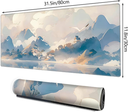 Mouse Pad For Gaming,Forest Background Pattern XXL XL Large Mouse Mat Long Extended MousePad Desk Mat Non-Slip Rubber Mice Pads Stitched Edges Thin (31.5 x 11.8 x 0.12 Inches) Tree