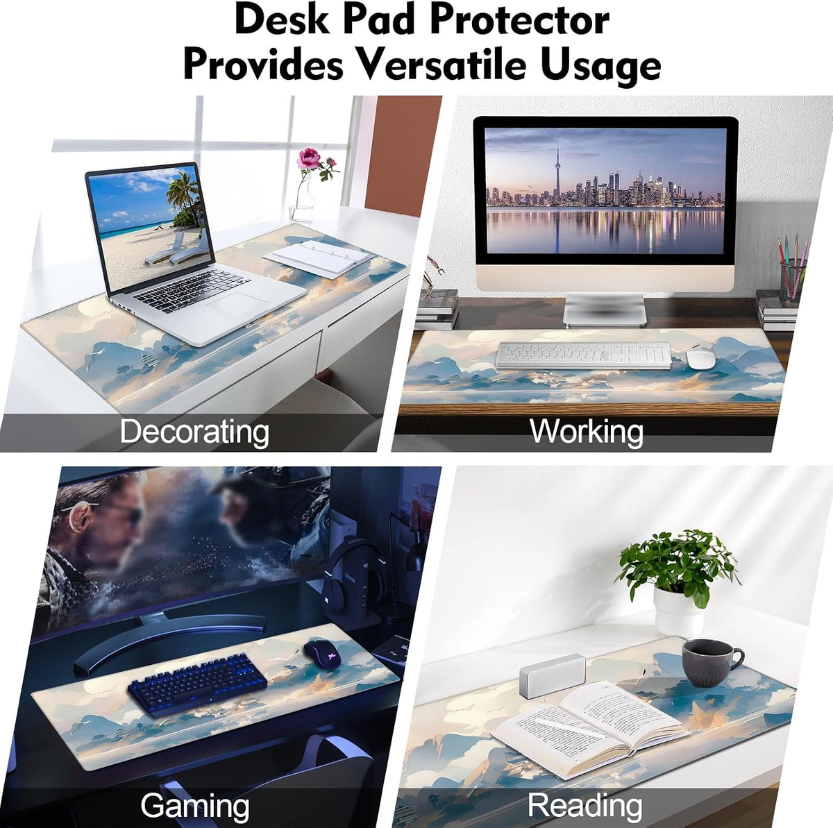 Mouse Pad For Gaming,Forest Background Pattern XXL XL Large Mouse Mat Long Extended MousePad Desk Mat Non-Slip Rubber Mice Pads Stitched Edges Thin (31.5 x 11.8 x 0.12 Inches) Tree
