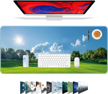 Mouse Pad For Gaming,Forest Background Pattern XXL XL Large Mouse Mat Long Extended MousePad Desk Mat Non-Slip Rubber Mice Pads Stitched Edges Thin (31.5 x 11.8 x 0.12 Inches) Tree
