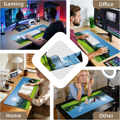 Mouse Pad For Gaming,Forest Background Pattern XXL XL Large Mouse Mat Long Extended MousePad Desk Mat Non-Slip Rubber Mice Pads Stitched Edges Thin (31.5 x 11.8 x 0.12 Inches) Tree