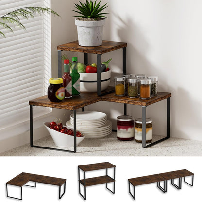 Countertop Shelf, Kitchen Counter Organizer, Adjustable, Stackable