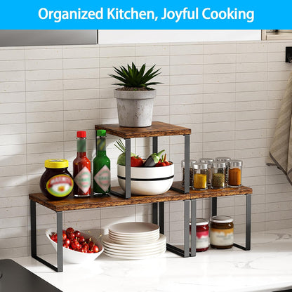 Countertop Shelf, Kitchen Counter Organizer, Adjustable, Stackable
