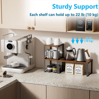 Countertop Shelf, Kitchen Counter Organizer, Adjustable, Stackable