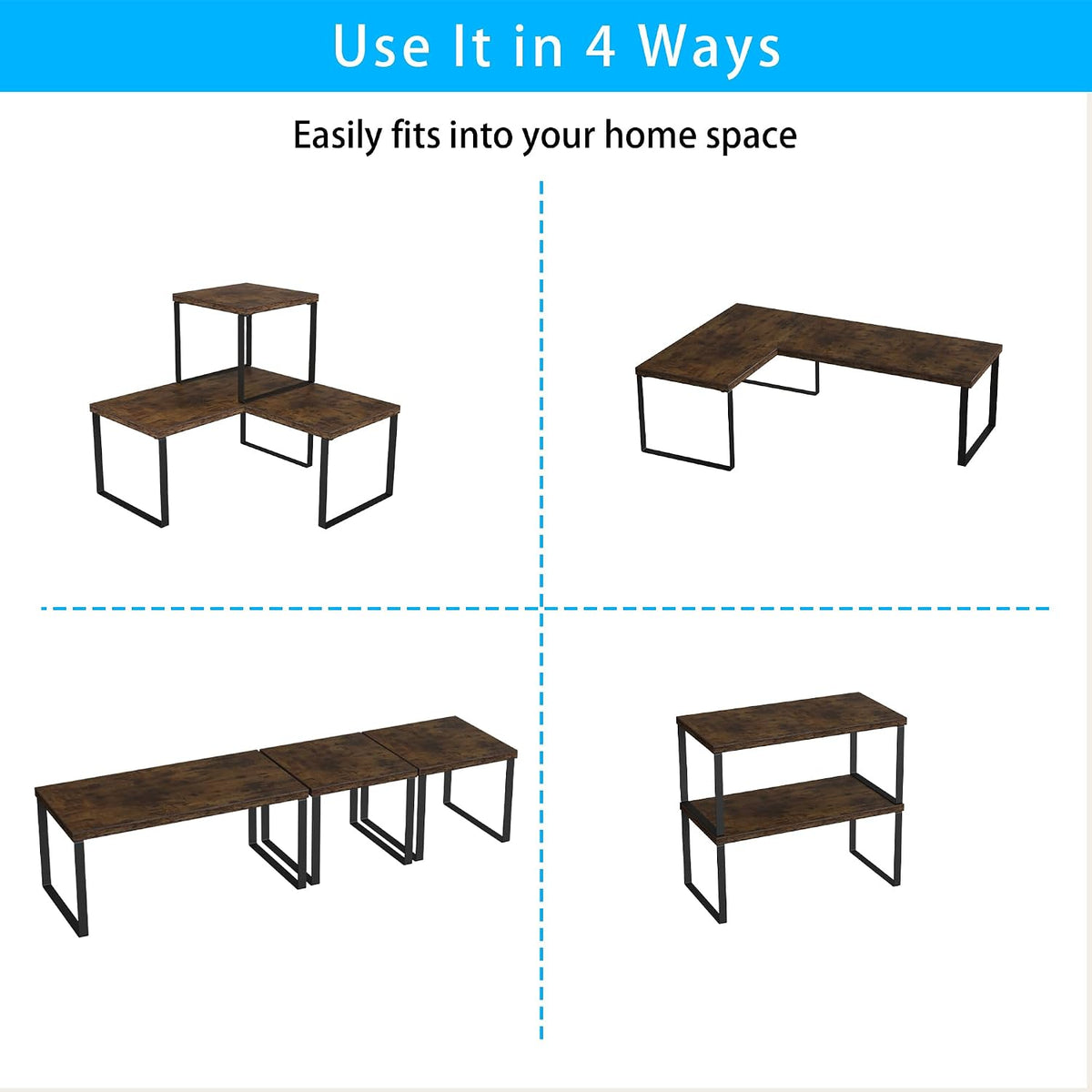 Countertop Shelf, Kitchen Counter Organizer, Adjustable, Stackable