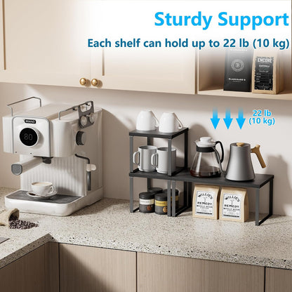 Countertop Shelf, Kitchen Counter Organizer, Adjustable, Stackable