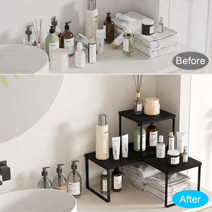 Countertop Shelf, Kitchen Counter Organizer, Adjustable, Stackable