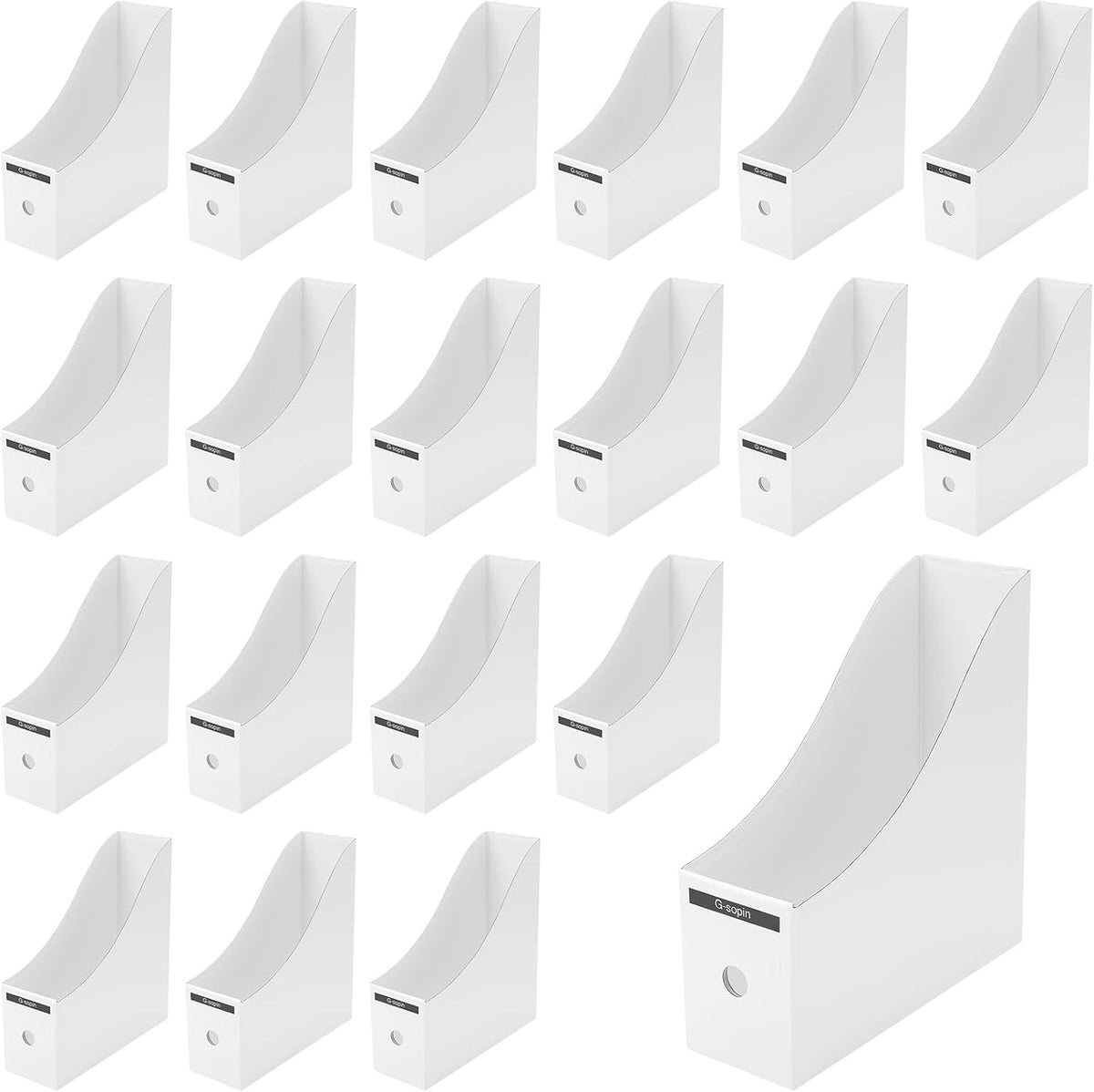 20 Pack White Cardboard Magazine Holder, Kraft Magazine File Holder for Desk Book Paper Organizer Storage Folder Document Rack for Office Supplies