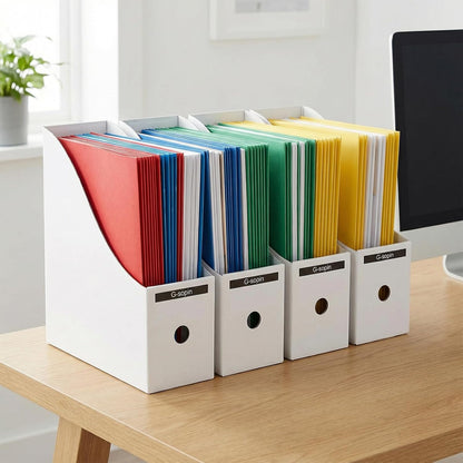 20 Pack White Cardboard Magazine Holder, Kraft Magazine File Holder for Desk Book Paper Organizer Storage Folder Document Rack for Office Supplies
