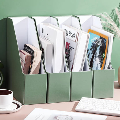 Magazine Holder Set of 6 Cardboard File Holder Desk, Sage Green