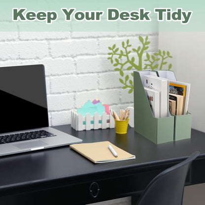 Magazine Holder Set of 6 Cardboard File Holder Desk, Sage Green